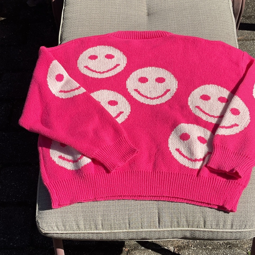 Vibrant Pink Smiley Face Sweater - Picture 5 of 5
